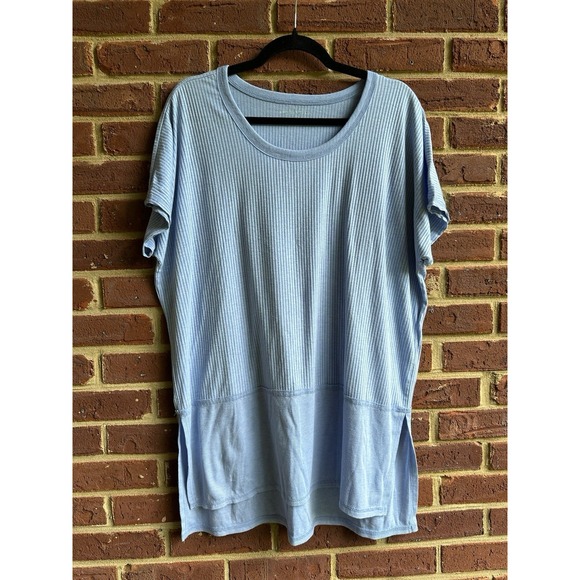 American Eagle Outfitters Tops - American Eagle Blue Oversized‎ Ribbed Hi-Low Tunic Tee Size Medium
